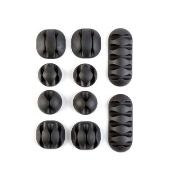   Vezeték rögzítő szett - öntapadós - fekete - 10 db / csomag