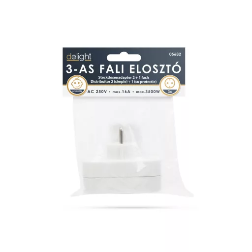 1 + 2-es fali elosztó 250 V 16 A