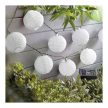 Szolár lampion fényfüzér - 10 db fehér lampion, hidegfehér LED - 3,7 m