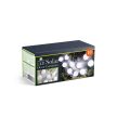 Szolár lampion fényfüzér - 10 db fehér lampion, hidegfehér LED - 3,7 m