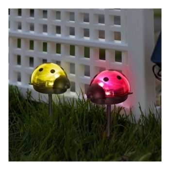   LED-es szolár lámpa - katica - hidegfehér - piros / sárga - 75 x 60 x 156 mm