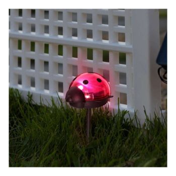   LED-es szolár lámpa - katica - hidegfehér - piros - 75 x 60 x 156 mm