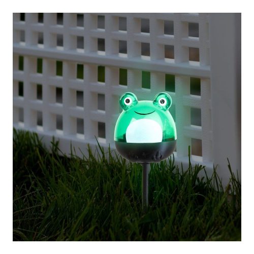 LED-es szolár lámpa - béka - hidegfehér - zöld - 150 x 50 x 50 mm