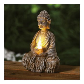   Szolár Buddha gyertyával - 1 melegfehér LED - 12,5 x 8,5 x 19 cm