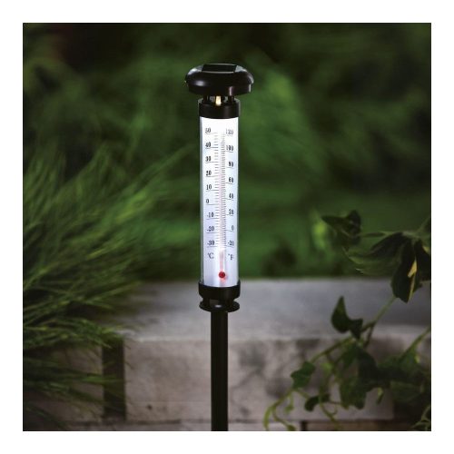 Szolár kerti hőmérő - hidegfehér LED - 6,3 x 44,5 cm