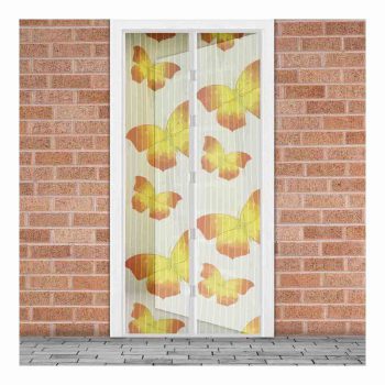   Szúnyogháló függöny ajtóra mágneses 100 x 210 cm Sárga pillangós