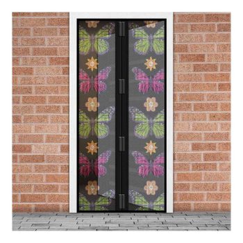   Szúnyogháló függöny ajtóra - mágneses - 100 x 210 cm - virágos pillangós