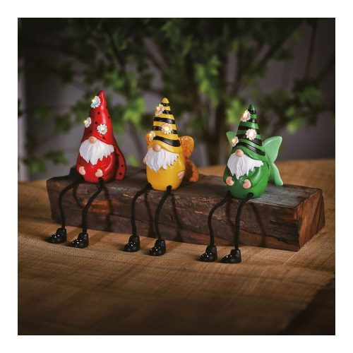 Szolár manók lábbal - 3 féle - 3 melegfehér LED - 13,5 cm