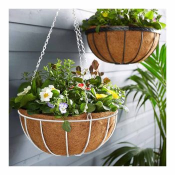   Akasztható fém kosár - virágcserépek rögzítéséhez - 25 cm - fehér