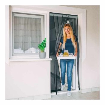   Szúnyogháló függöny ajtóra 4 db szalag max. 100 x 220 cm fekete