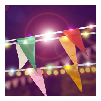 Szolár fényfüzér - zászló - 4 m - 35 színes LED