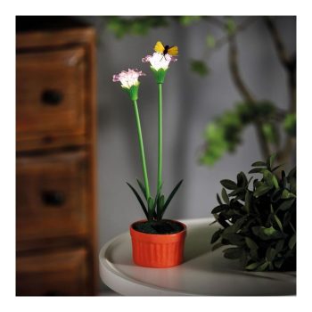   Szolár színes virág - 8 x 8 x 32 cm - 10 melegfehér LED - lila