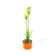 Szolár színes virág - 8 x 8 x 32 cm - 10 melegfehér LED - sárga