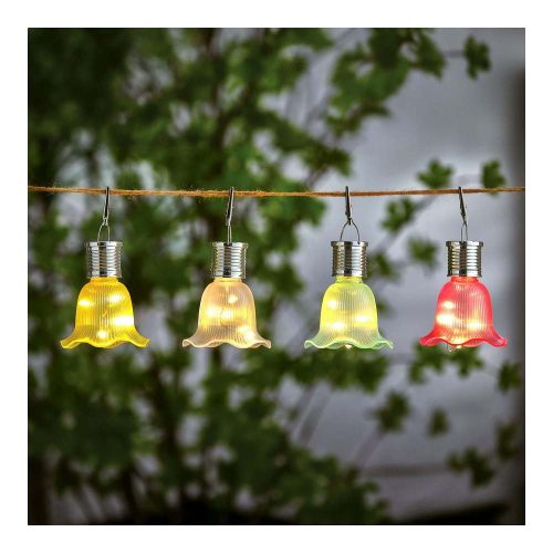 Felakasztható szolár virág - 4 féle - 3 melegfehér LED - 17,5 x 9,5 cm