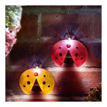   LED-es szolár lámpa - katica - hidegfehér - sárga / piros - 100 x 88 x 60 mm - 2 db / csomag