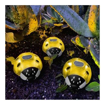   Szolár katicabogár - sárga - 14,5 x 12 x 6 cm - 6 melegfehér LED