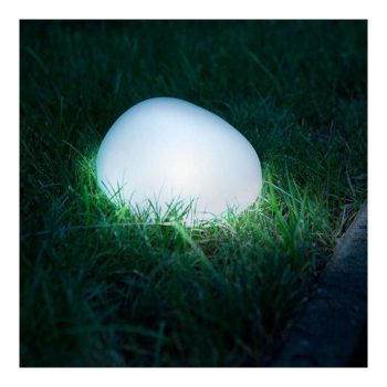   Leszúrható szolár lámpa - kavics forma - matt üveg - 165 x 142 x 115 mm - melegfehér LED