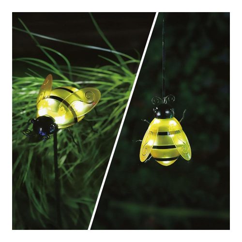 Szolár lámpa - méhecske - leszúrható / csipeszes - sárga - 15 x 7 x 16 cm - 6 LED
