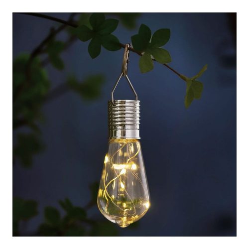 Felakasztható szolár lámpa - izzó - 4 melegfehér LED - 4,7 x 11 cm
