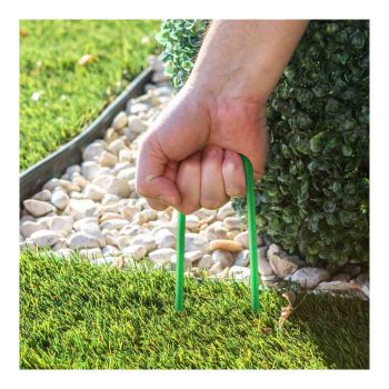   Leszúró tüske műfűhöz - fém - zöld - 3 x 15 cm - 10 db / csomag