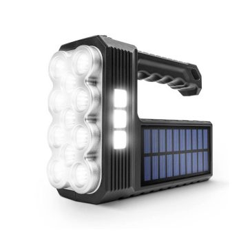   Szolár COB LED zseblámpa - munkalámpa funkcióval - 1200 mAh - MicroUSB - 1000 lumen - IP55