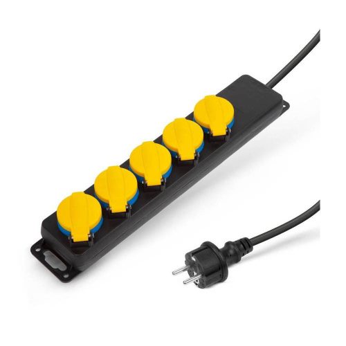 Kültéri elosztó fedéllel - 1,5 m - 5 x 230V - 3 x 1,5 mm2, gumi  - IP44
