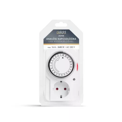 Analóg kapcsolóóra - LED visszajelzővel - 230V - 16A - 3680W