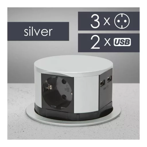 Elosztó - rejtett, 3-as + USB-A + Type-C