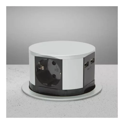 Elosztó - rejtett, 3-as + USB-A + Type-C