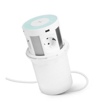   Rejtett elosztó - 4-es + vezeték nélküli töltés + 2xUSB + 2xType-C - fehér