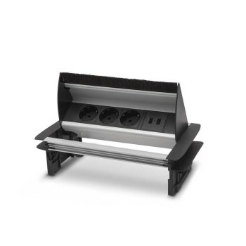   Rejtett elosztó - 3-as felnyíló kivitel 2 x USB, 2,1A ezüst