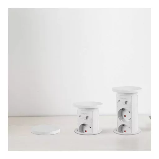 Motoros rejtett elosztó - fehér 3 x 250 V + 2 x USB