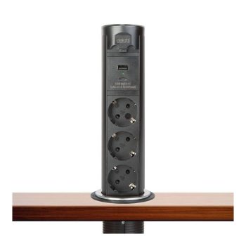   Motoros rejtett elosztó - "Touchcontrol" - 3-as + USB + Type-C - fekete