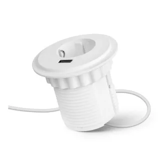 Rejtett - beépíthető konnektor + USB - fehér
