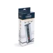 Sarokelosztó - kapcsolós - 3 x 250V, 16A - 2 x USB, 2,1A - alumínium ház