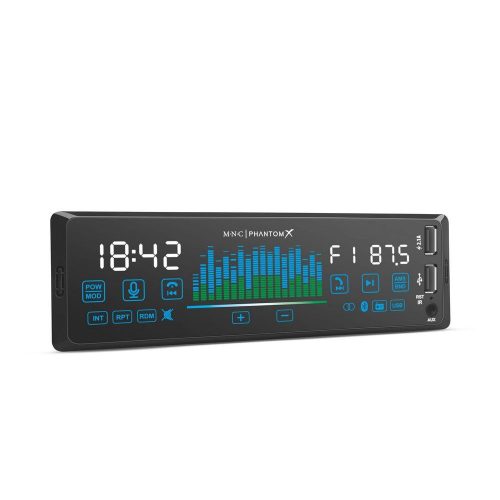 Fejegység "PhantomX" - 1 DIN - 4 x 50 W - gesztusvezérlés - BT - MP3 - AUX - USB