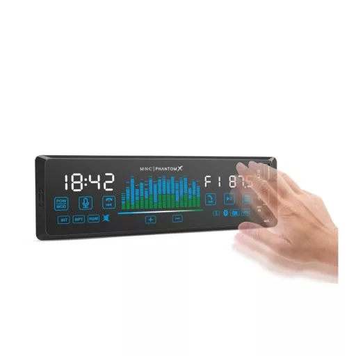 Fejegység "PhantomX" - 1 DIN - 4 x 50 W - gesztusvezérlés - BT - MP3 - AUX - USB