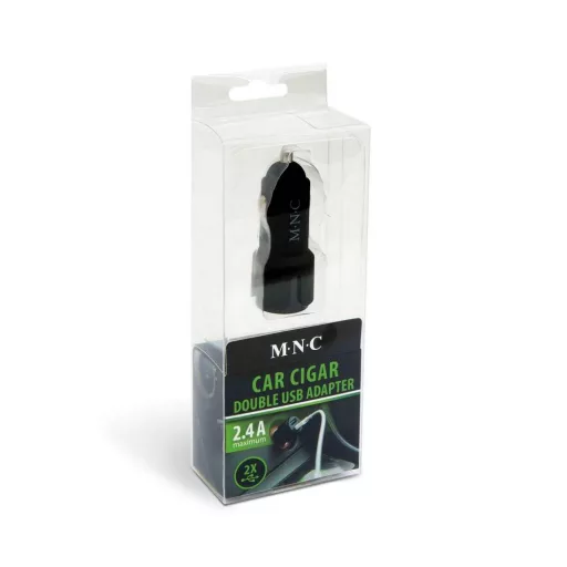 Autós szivargyújtó adapter - 2 x USB aljzattal - 2,4 A - Fekete