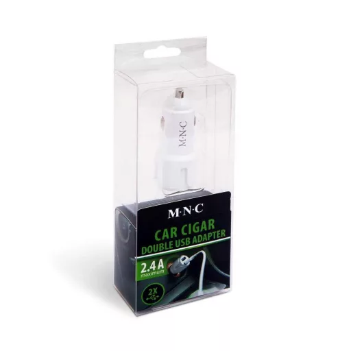Autós szivargyújtó adapter 2 USB aljzattal - 2,4 A - Fehér