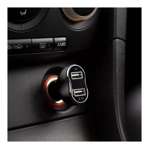Autós szivargyújtó adapter - 2 x USB - fekete