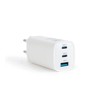   Hálózati Adapter USB + Type-C PD45W gyorstöltéssel - fehér