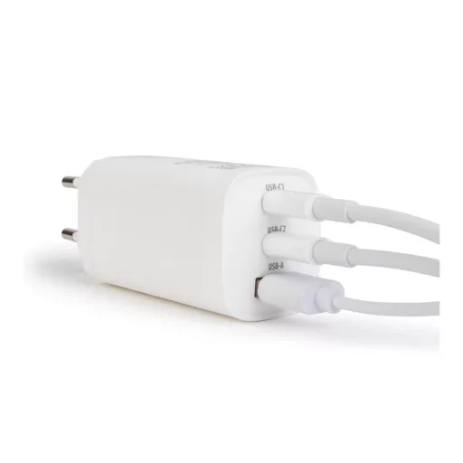 Hálózati Adapter USB + Type-C PD45W gyorstöltéssel - fehér