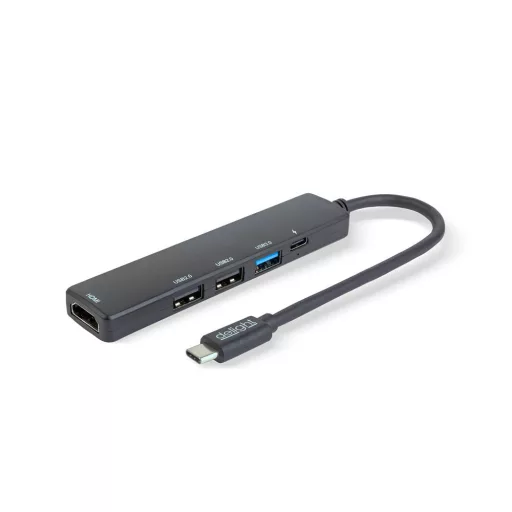 Multifunkciós USB Hub - HDMI + Type-C 3.0 100 W - fekete