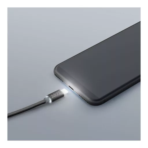 Adatkábel - iPhone "lightning" LED fénnyel fekete - 1 m