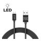 Adatkábel - MicroUSB LED fénnyel fekete - 1 m