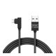 Adatkábel - MicroUSB Gamer 90°-os kialakítás fekete - 2 m - 2 A