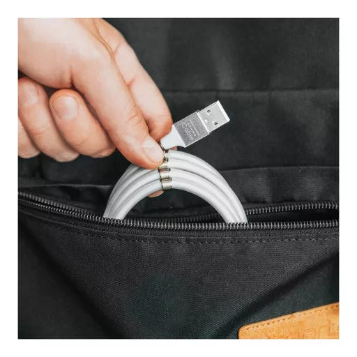 Mágneses adatkábel - MicroUSB - 2A - fehér