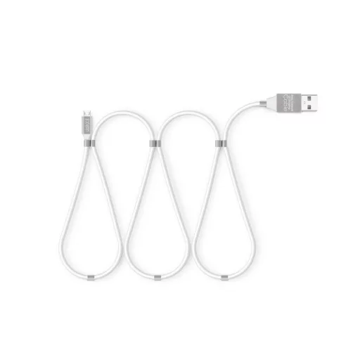 Mágneses adatkábel - MicroUSB - 2A - fehér