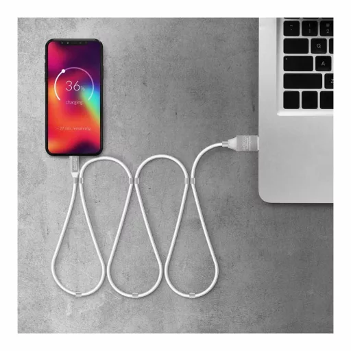 Mágneses adatkábel - MicroUSB - 2A - fehér