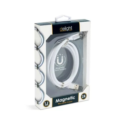 Mágneses adatkábel - MicroUSB - 2A - fehér